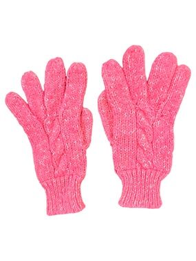 Bright Pink Cable Knit Gloves